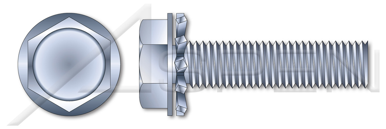 #12-24 X 3/8" SEMS Machine Screws with External Tooth Lock Washer, Hex Washer, Steel, Zinc Plated and Baked
