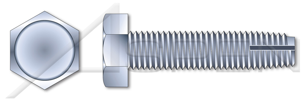 3/8"-16 X 1-1/4" Type 1 Thread Cutting Screws, Indented Hex Head, Steel, Zinc Plated and Baked