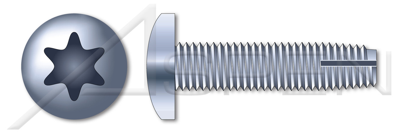 1/4"-20 X 3/4" Type 1 Thread Cutting Screws, Pan Head with 6Lobe Torx(r) Drive, Steel, Zinc Plated and Baked