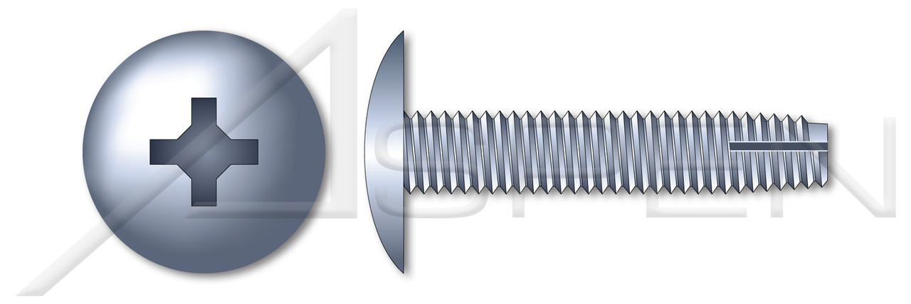 1/4"-20 X 1" Type 1 Thread Cutting Screws, Truss Head with Phillips Drive, Steel, Zinc Plated and Baked