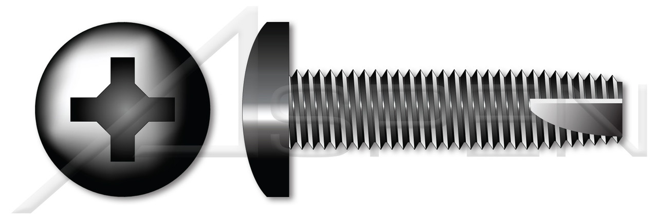 #8-32 X 3/4" Type 23 Thread Cutting Screws, Pan Head with Phillips Drive, Black Oxide Coated Steel