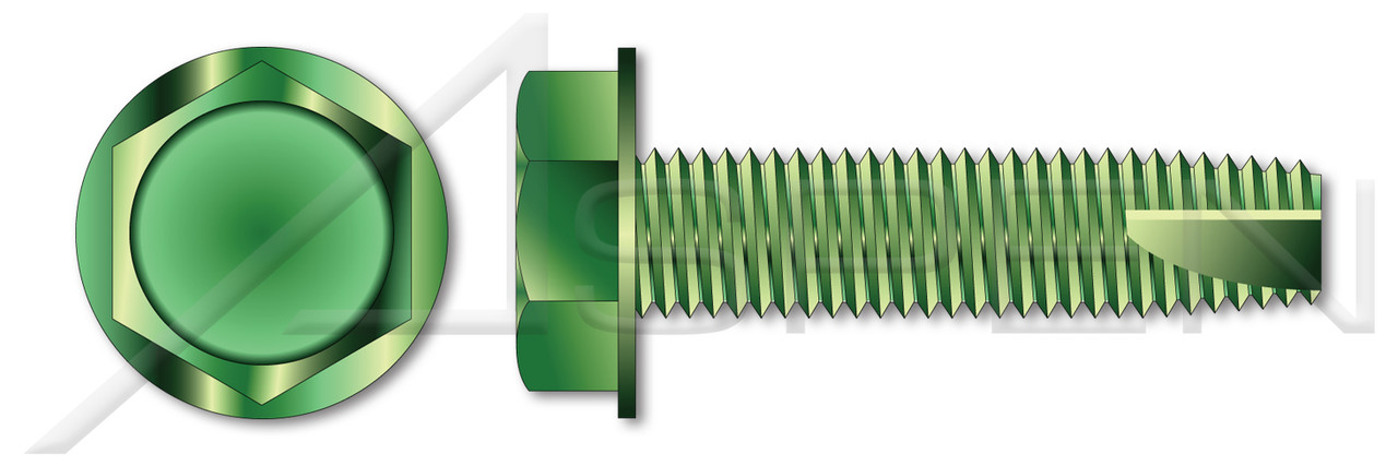 #8-32 X 1/2" Grounding Screws, Type 23 Thread Cutting Screws, Indented Hex Washer Head, Steel, Green Zinc and Baked