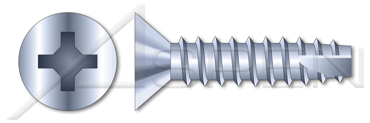 #10 X 5/8" Type 25 Thread Cutting Screws, Flat Countersunk Head with Phillips Drive, Steel, Zinc Plated and Baked