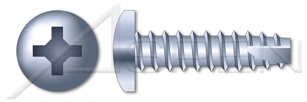 #10 X 2" Type 25 Thread Cutting Screws, Pan Head with Phillips Drive, Steel, Zinc Plated and Baked