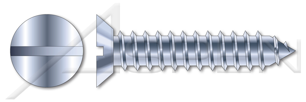 #6 X 1/4" Self-Tapping Sheet Metal Screws, Type "AB", Flat Undercut Slot Drive, Steel, Zinc Plated and Baked