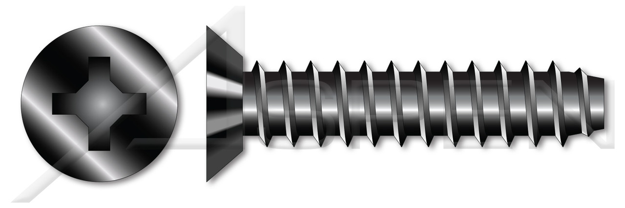 #10 X 5/8" Self-Tapping Sheet Metal Screws, Type "B", Flat Undercut Phillips Drive, Steel, Black Oxide