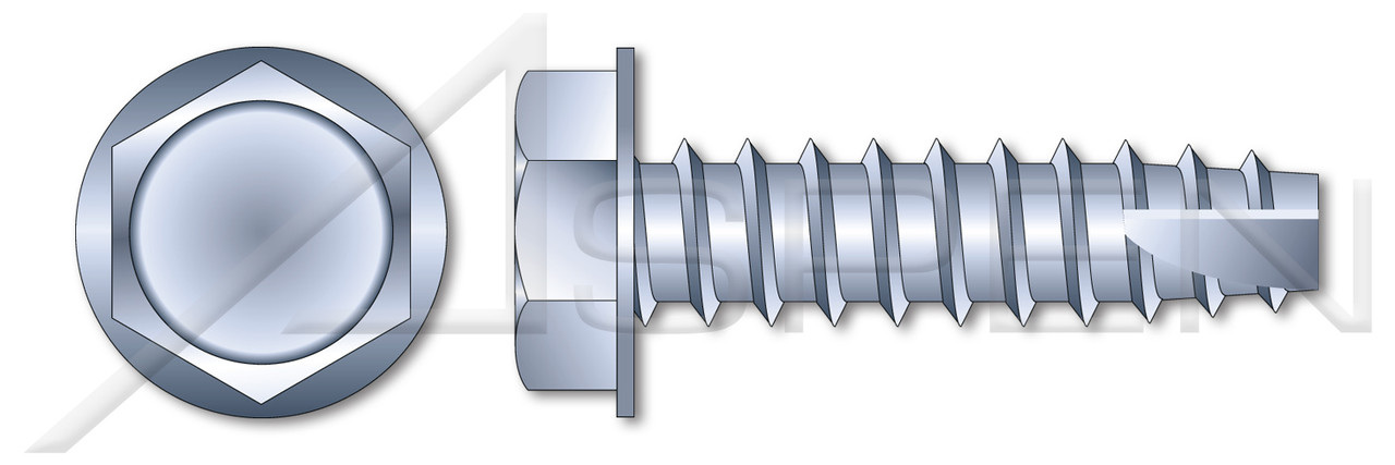 #10 X 5/8" Type 25 Thread Cutting Screws, Indented Hex Washer Head, Zinc Plated Steel
