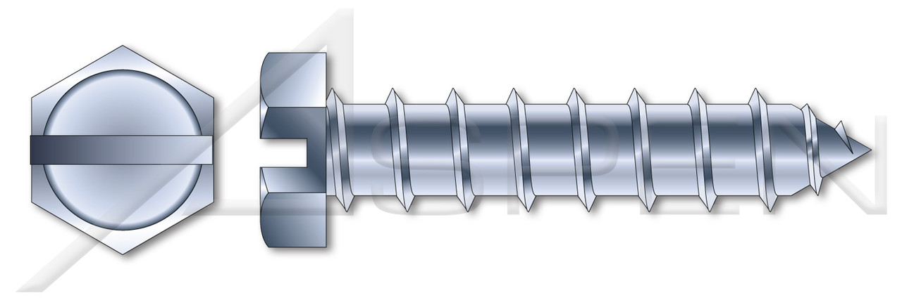 #14 X 1-1/4" Self-Tapping Sheet Metal Screws, Type "A", Hex Indented Slotted, Steel, Zinc Plated and Baked