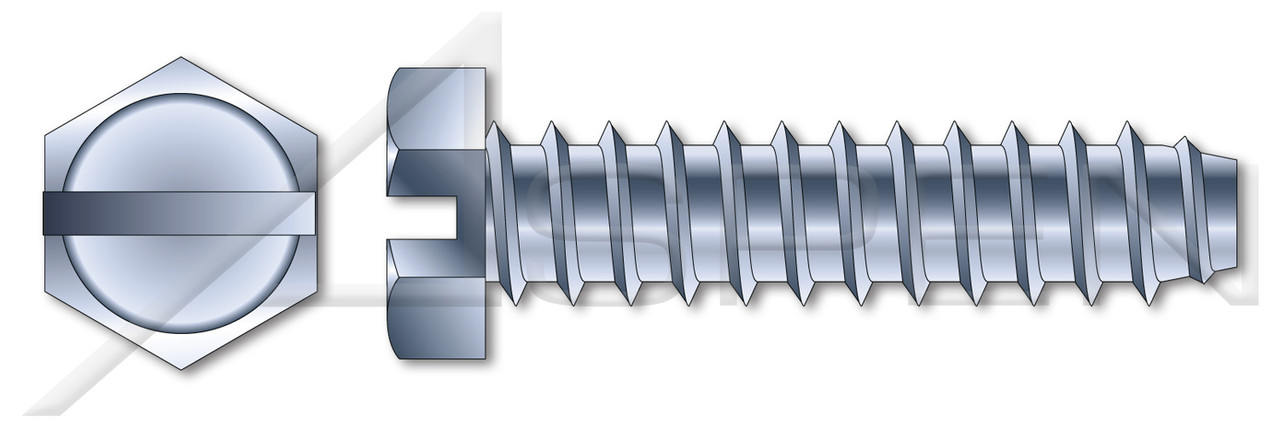 #6 X 3/8" Self-Tapping Sheet Metal Screws, Type "B", Hex Indented Slotted, Steel, Zinc Plated and Baked