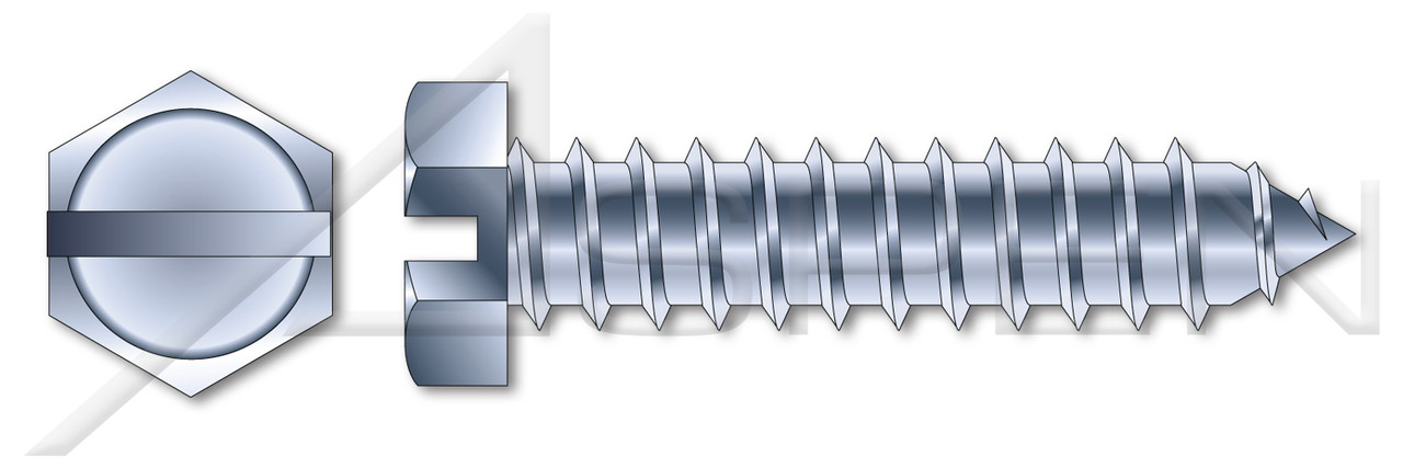 #8 X 1/2" Self-Tapping Sheet Metal Screws, Type "AB", Hex Indented Slotted, Steel, Zinc Plated and Baked