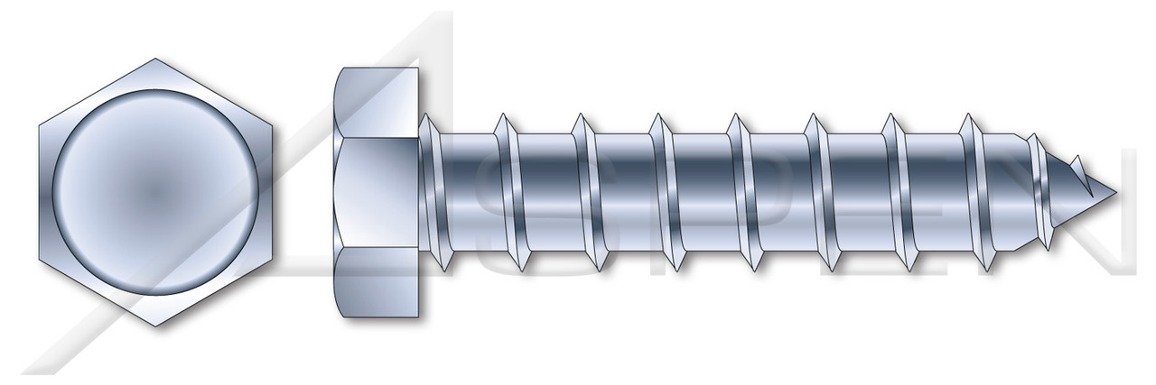 3/8" X 1" Self-Tapping Sheet Metal Screws, Type "A", Indented Hex Head, Steel, Zinc Plated and Baked