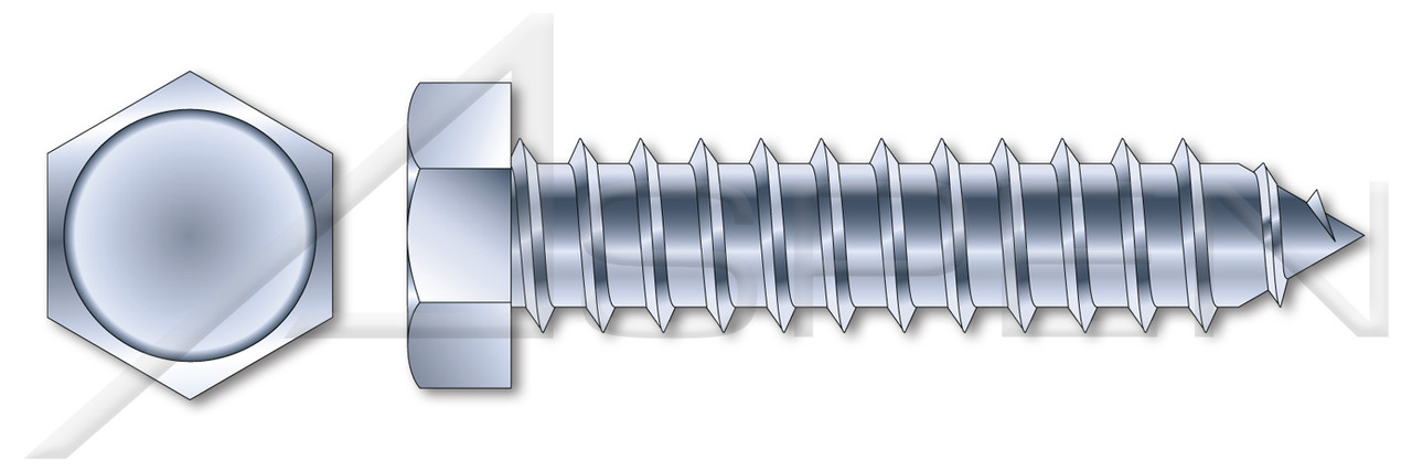 3/8" X 1" Self-Tapping Sheet Metal Screws, Type "AB", Indented Hex Head, Steel, Zinc Plated and Baked