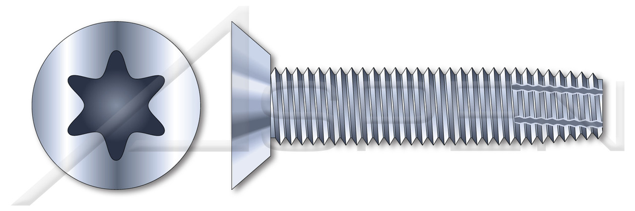 5/16"-18 X 1/2", Recess=T40 Type F Thread Cutting Screws, Flat Undercut Head with 6Lobe Torx(r) Drive, Steel, Zinc Plated and Baked 5/16"-18 X 1/2", Recess=T40 Type F Thread Cutting Screws, Flat Undercut Head with 6Lobe Torx(r) Drive, Steel, Zinc Plated and Baked