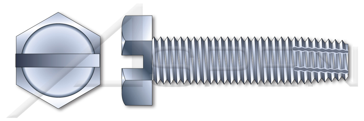 #6-32 X 1/2" Type F Thread Cutting Screws, Indented Hex Head with Slotted Drive, Zinc Plated Steel