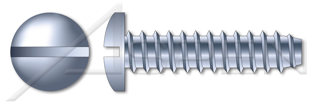 #8 X 1" Self-Tapping Sheet Metal Screws, Type "B", Pan Slot Drive, Steel, Zinc Plated