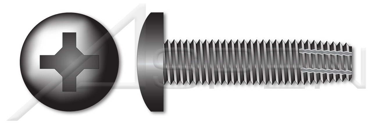 1/4"-20 X 1/2" Type F Thread Cutting Screws, Pan Head with Phillips Drive, Steel, Black Zinc and Baked