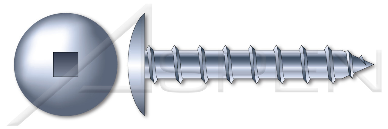 #8 X 1/2" Self-Tapping Sheet Metal Screws, Type "A", Truss Square Drive, Steel, Zinc Plated