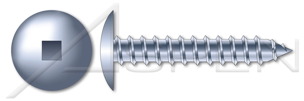 #14 X 1/2" Self-Tapping Sheet Metal Screws, Type "AB", Truss Square Drive, Steel, Zinc Plated