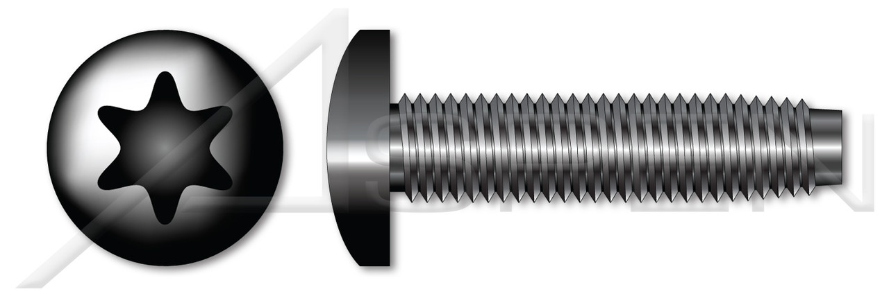 #4-40 X 3/8" Pan Head Trilobe Thread Rolling Screws for Metals with 6Lobe Torx(r) Drive, Steel, Black Oxide and Waxed
