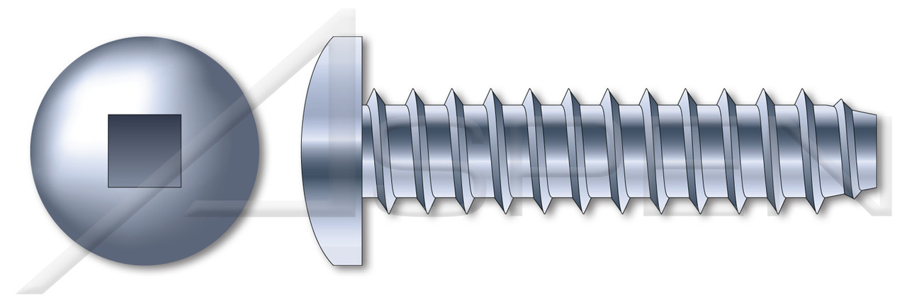 #8 X 1/4" Self-Tapping Sheet Metal Screws, Type "B", Pan Square Drive, Steel, Zinc Plated