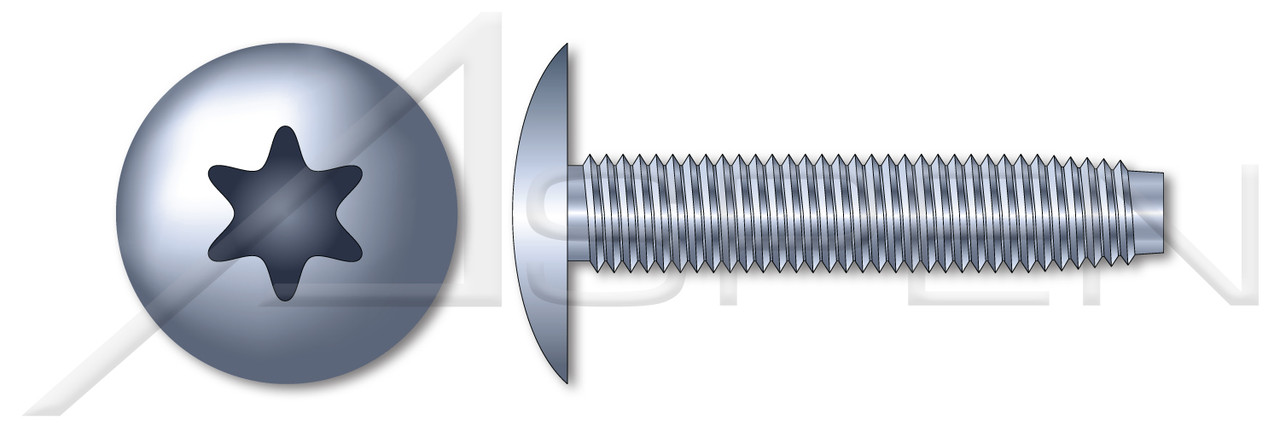 #10-32 X 3/8" Truss Head Trilobe Thread Rolling Screws for Metals with 6Lobe Torx(r) Drive, Steel, Zinc Plated and Waxed