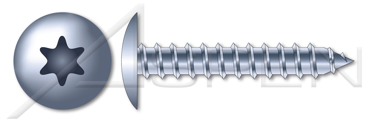 #14 X 1" Type AB Self Tapping Sheet Metal Screws, Truss Head with 6Lobe Torx(r) Drive, Zinc Plated Steel