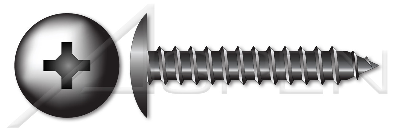 #6 X 3/8" Self-Tapping Sheet Metal Screws, Type "AB", Truss Phillips Drive, Steel, Black Zinc