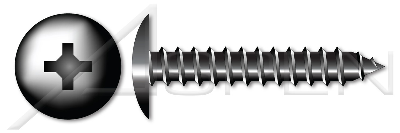 #6 X 3/8" Self-Tapping Sheet Metal Screws, Type "AB", Truss Phillips Drive, Steel, Black Oxide