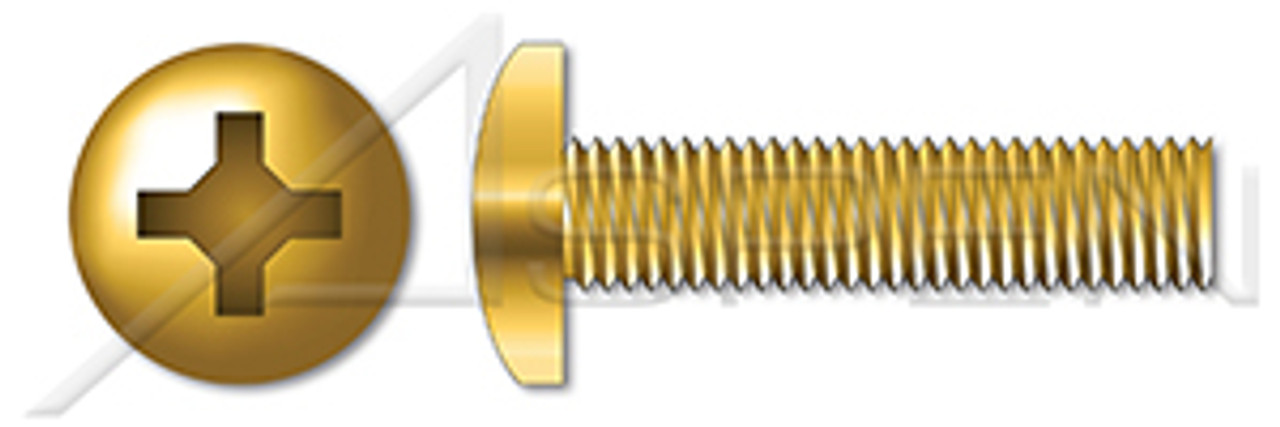 #8-32 X 2" Machine Screws, Pan Phillips Drive, Full Thread, Brass