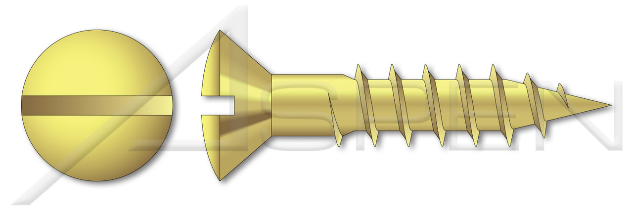 #6 X 1-1/2" Wood Screws, Oval Slot Drive, Brass