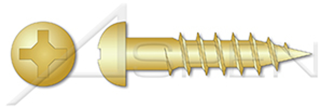 #6 X 1" Wood Screws, Round Phillips Drive, Brass