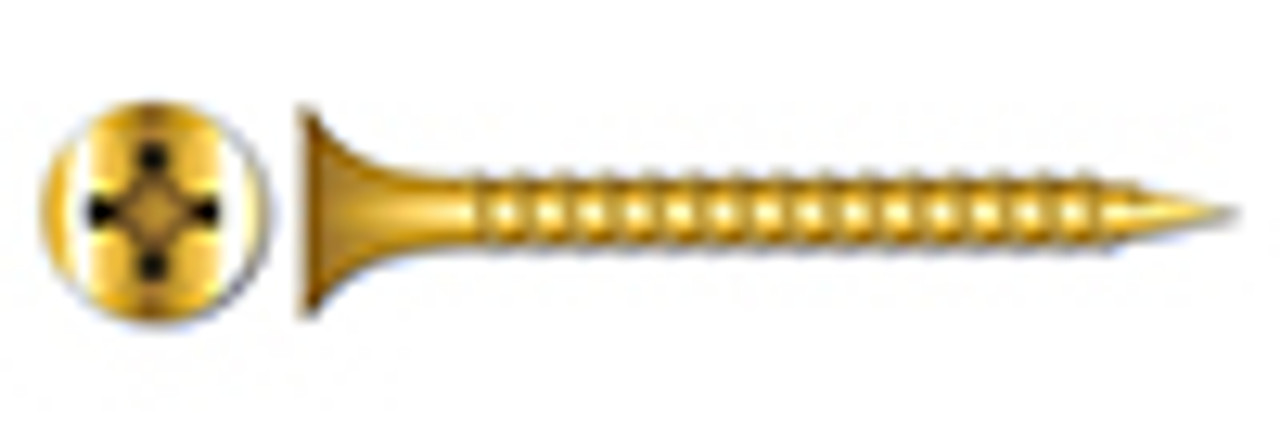 #6 X 1" Drywall Screws, Bugle Phillips Drive, Coarse Thread, Steel, Yellow Zinc