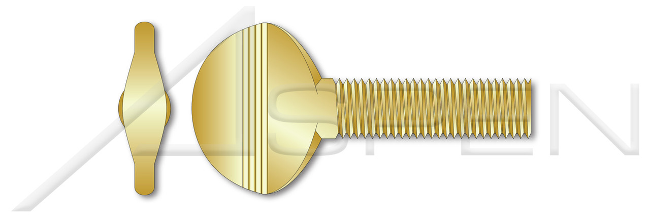 5/16"-18 X 1" Thumb Screws, Spade Head, No Shoulder Type B, Brass