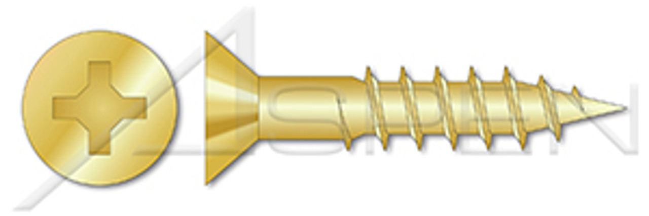 #7 X 1-3/4" Wood Screws, Flat Phillips Drive, Brass