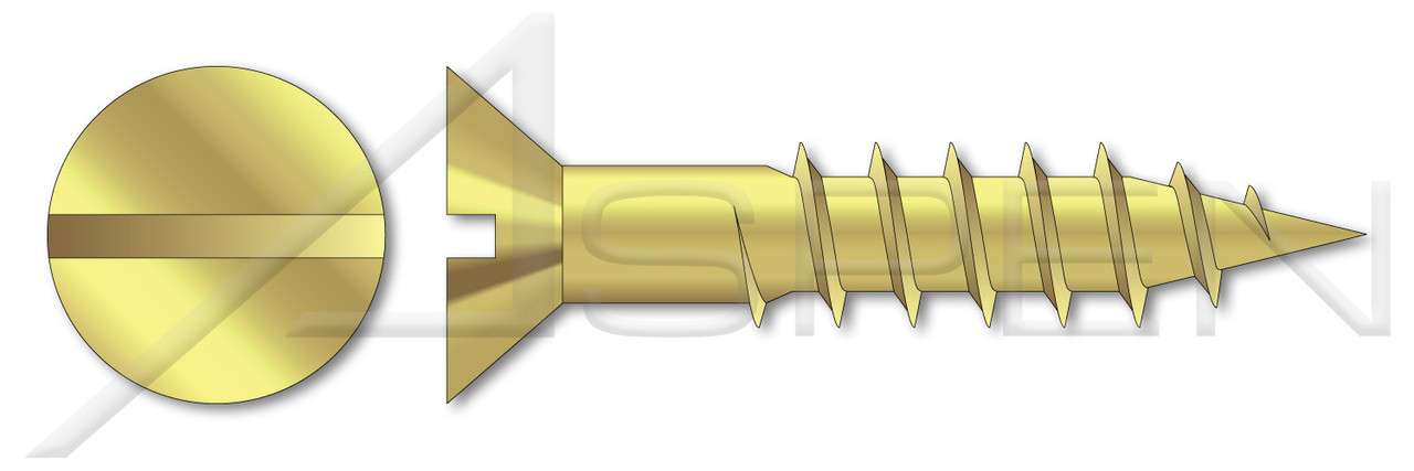 #8 X 7/8" Wood Screws, Flat Slot Drive, Brass