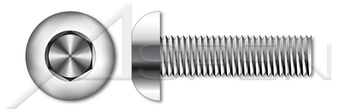 3/8"-16 X 1-1/4" Button Head Hex Socket Cap Screws, AISI 304 Stainless Steel (18-8)