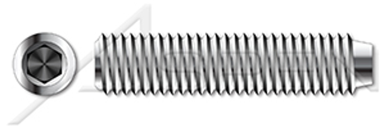 #0-80 X 3/16" Cup Point Socket Set Screws, Hex Drive, UNF Coarse Threading, 18-8 Stainless Steel