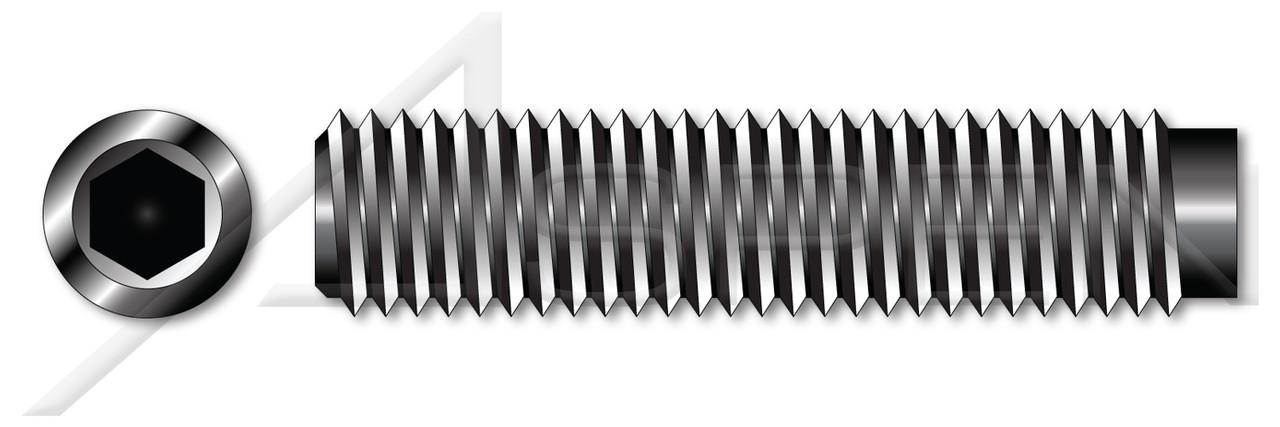 1/4"-28 X 3/8" Half-Dog Point Socket Set Screws, Hex Drive, UNF Fine Threading, Alloy Steel, Made in U.S.A.