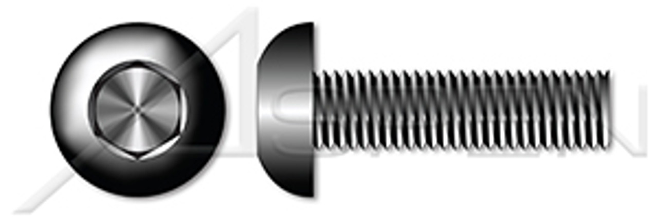 #10-32 X 3/8" Button Head Cap Screws, Hex Socket, Fine Threading, Alloy Steel, Made in U.S.A.