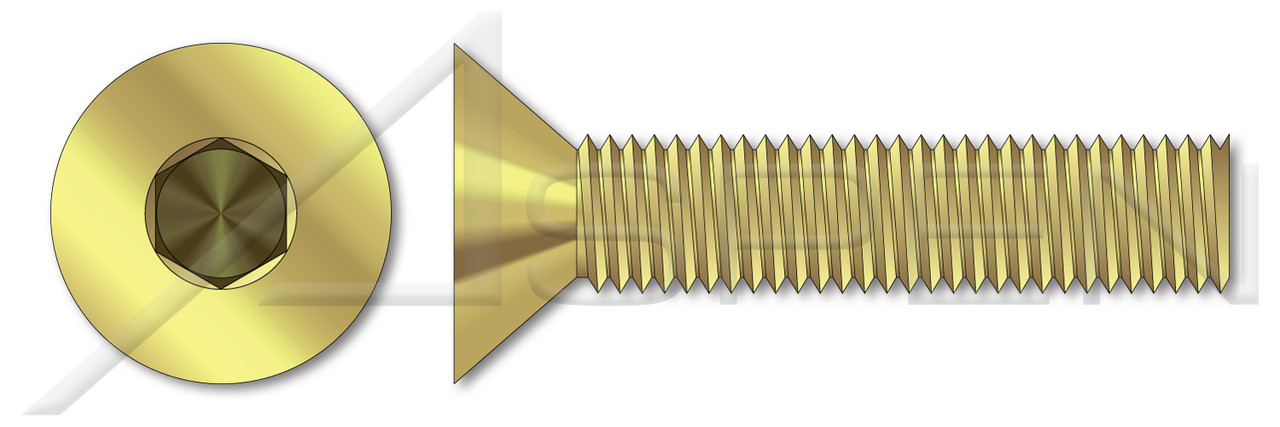 1/2"-13 X 1" Flat Countersunk Socket Cap Screws, Hex Drive, Brass