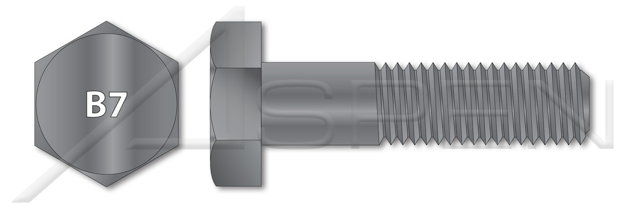 1-1/4"-7 X 4" Heavy Hex Bolts, Grade B7 Steel, Plain, ASTM A193