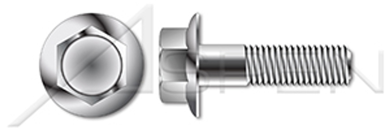 3/8"-16 X 1" Flange Bolts, Hex Indented Flange Head, AISI 304 Stainless Steel (18-8)