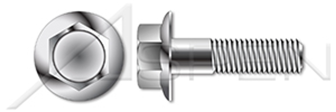 3/8"-16 X 1-1/2" Flange Bolts, Hex Indented Flange Head, AISI 304 Stainless Steel (18-8)