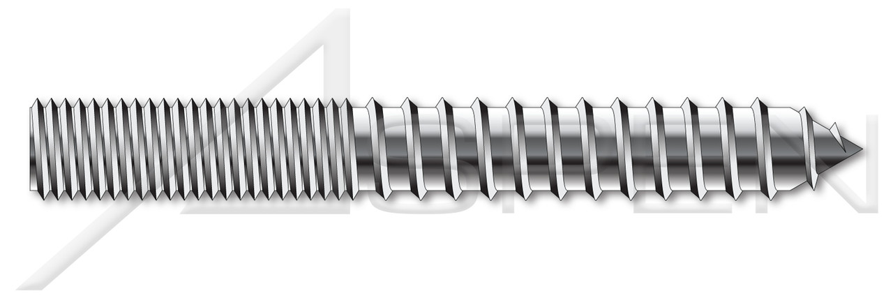 1/2"-13 X 4" Hanger Bolts, Full Thread, AISI 304 Stainless Steel (18-8)