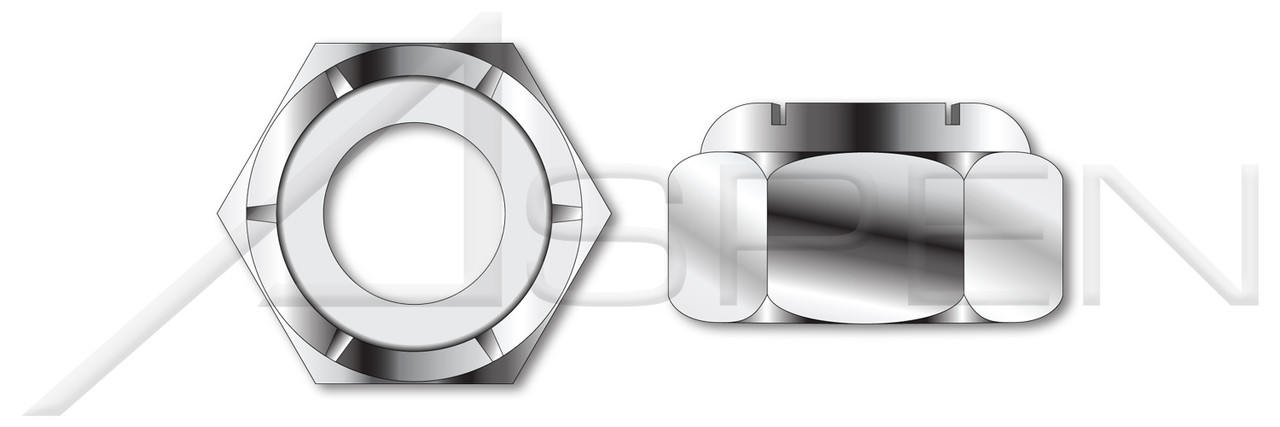 1/2"-13, THK=19/32", A/F=3/4" Hex Nylon Insert Stop Lock Nuts, NM and NE Series, AISI 304 Stainless Steel (18-8)