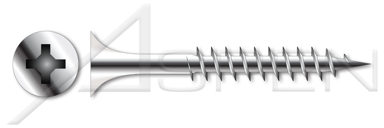 #10 X 2-1/2" Deck Screws, Bugle Phillips Drive, Coarse Thread, AISI 304 Stainless Steel (18-8)