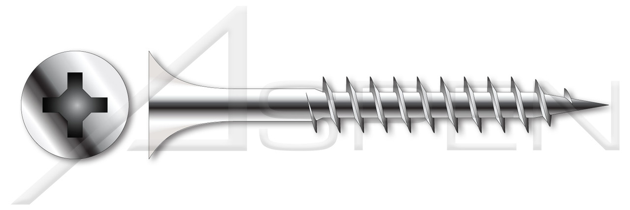 #8 X 2-1/2" Deck Screws, Bugle Phillips Drive, Coarse Thread, AISI 304 Stainless Steel (18-8)