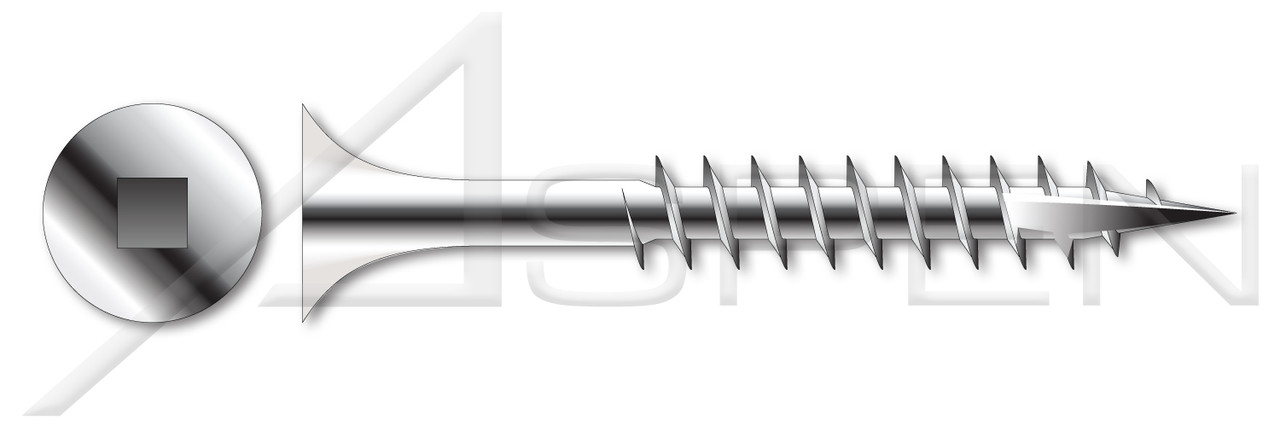 #8 X 2-1/2" Deck Screws, Bugle Square Drive, Coarse Thread, Type 17 Point, AISI 304 Stainless Steel (18-8)
