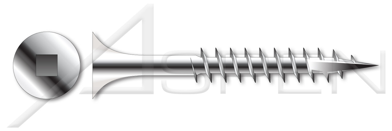 #8 X 2-3/4" Deck Screws, Bugle Square Drive, Coarse Thread, Type 17 Point, AISI 304 Stainless Steel (18-8)