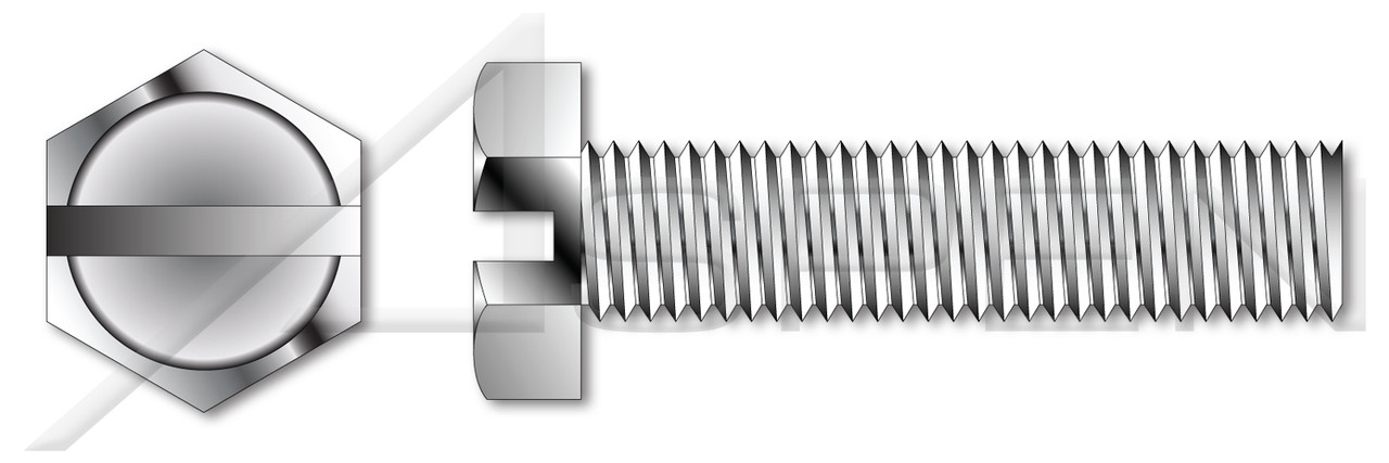 #10-24 X 3/8" Indented Hex Slot Head Machine Screws, Fully Threaded Machine Screws, Stainless Steel